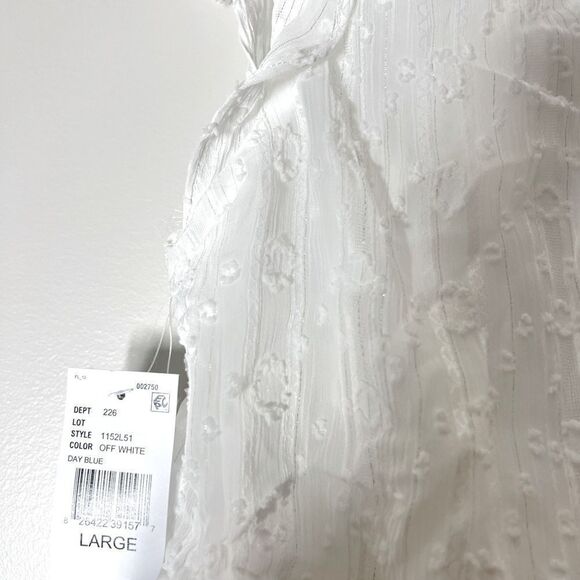 BCX Juniors' Swiss-Dot Dress,New off white Short sleeves Smocked neckline  Large - Picture 8 of 12